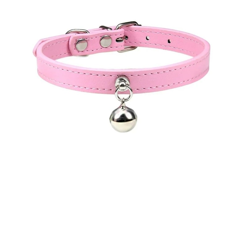 Colorful Adjustable Leather Pet Collar With Metallic Safety Bell 15
