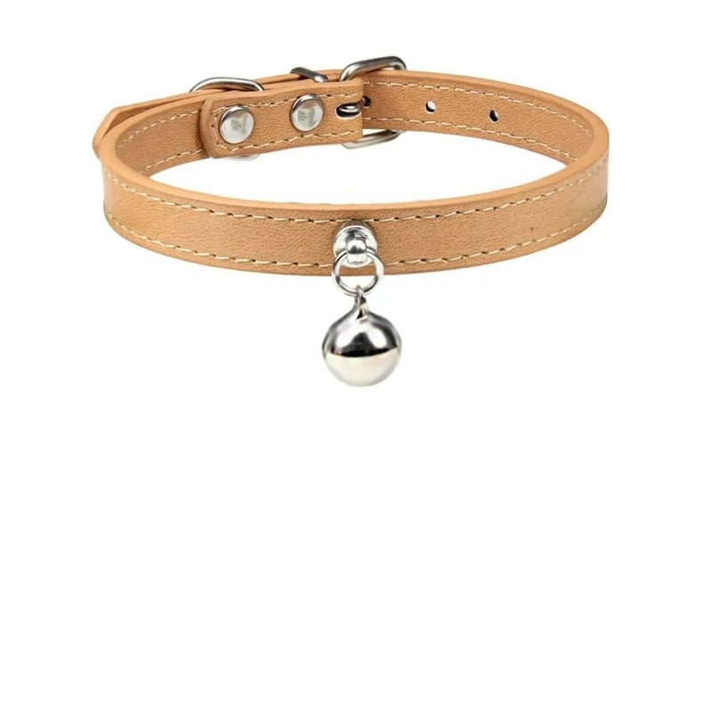 Colorful Adjustable Leather Pet Collar With Metallic Safety Bell 18
