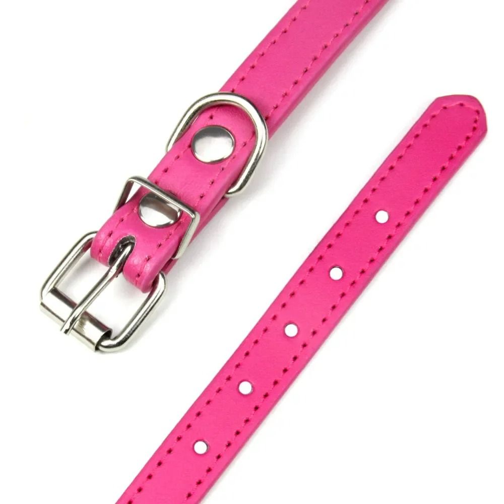 Colorful Adjustable Leather Pet Collar With Metallic Safety Bell 2