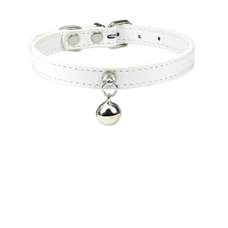 Colorful Adjustable Leather Pet Collar With Metallic Safety Bell 8