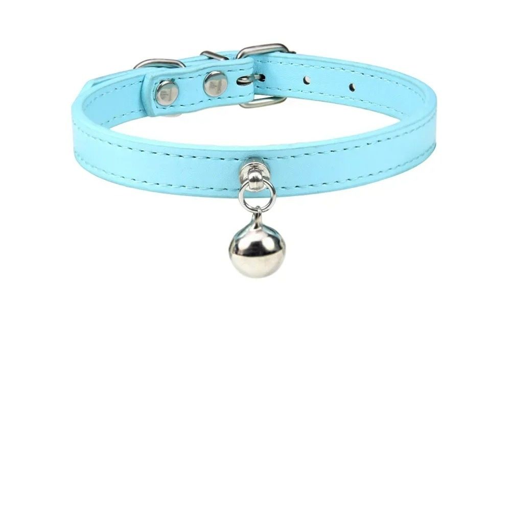 Colorful Adjustable Leather Pet Collar With Metallic Safety Bell 20