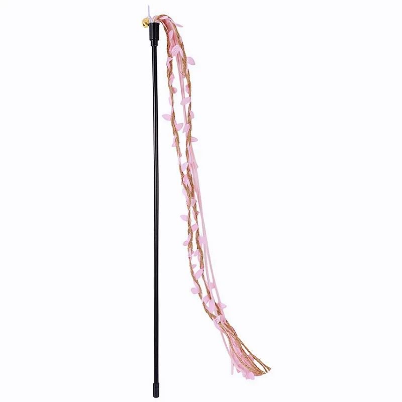 Interactive LongHandle Cat Teaser Wand With Ribbon Tassels And Sounding Bell 9