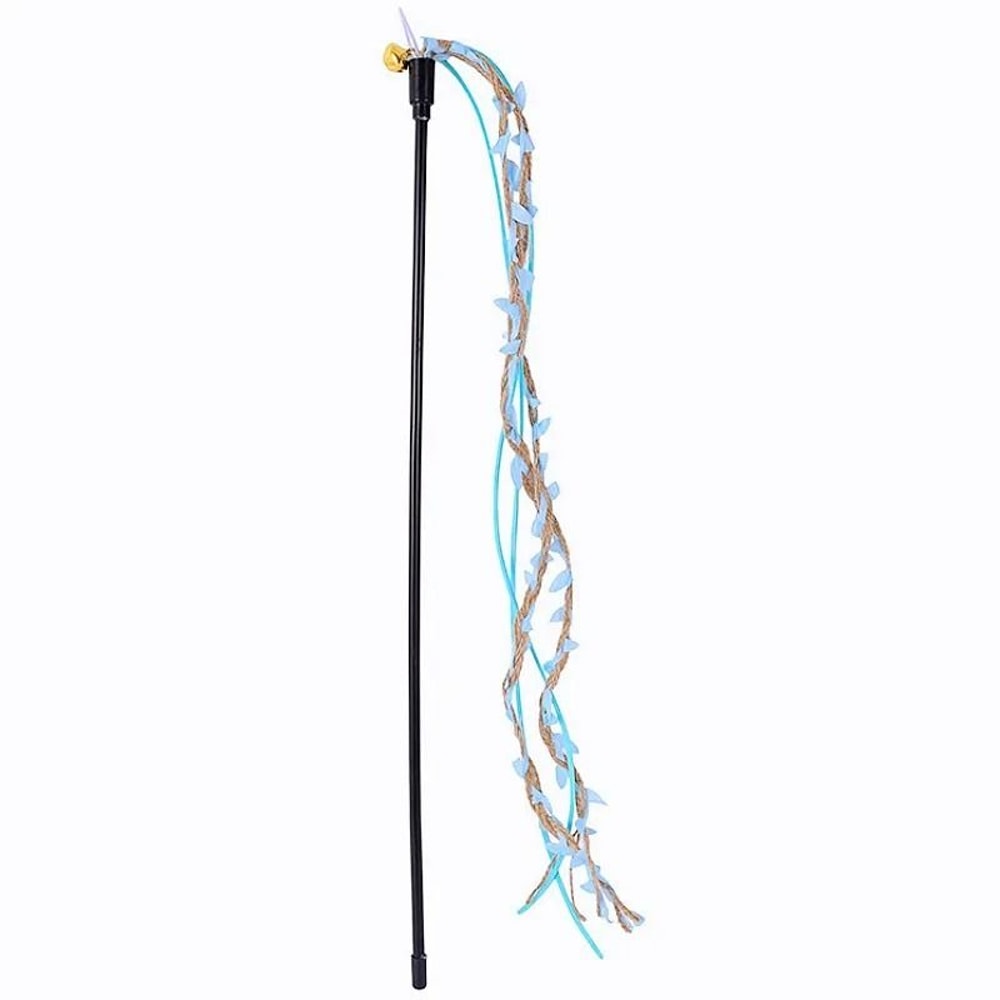 Interactive LongHandle Cat Teaser Wand With Ribbon Tassels And Sounding Bell 10