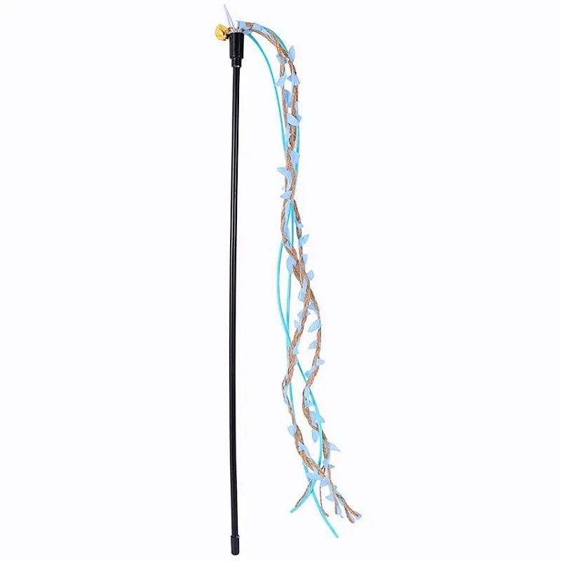 Interactive LongHandle Cat Teaser Wand With Ribbon Tassels And Sounding Bell 10