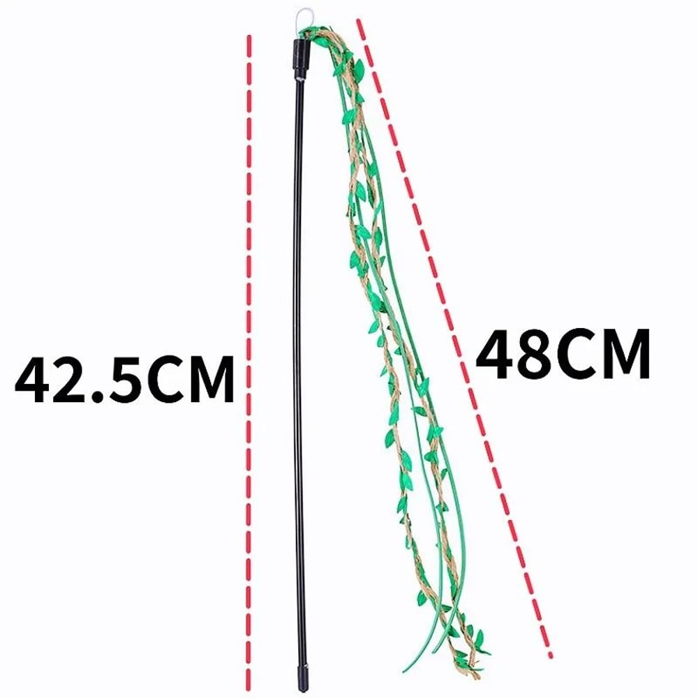 Interactive LongHandle Cat Teaser Wand With Ribbon Tassels And Sounding Bell 6
