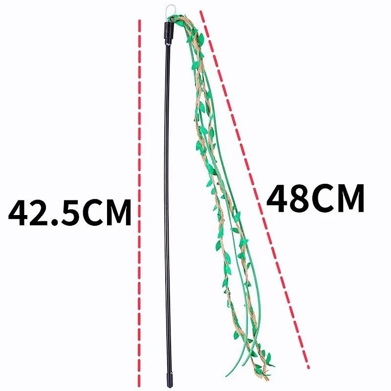 Interactive LongHandle Cat Teaser Wand With Ribbon Tassels And Sounding Bell 6