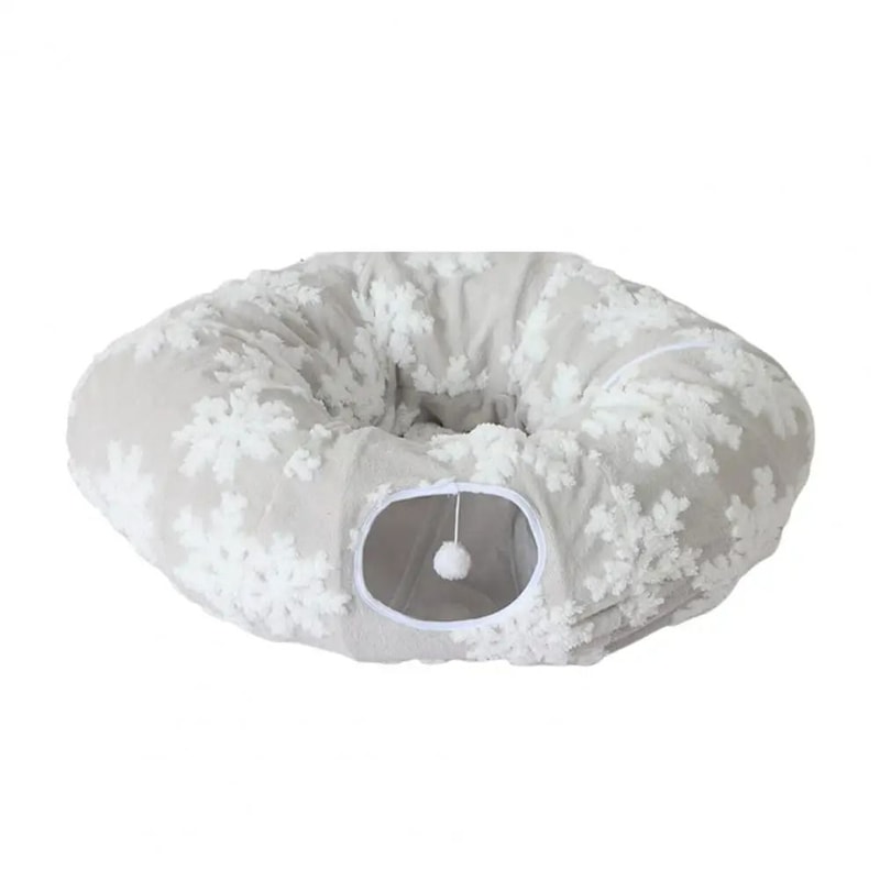 Plush Donut Cat Tunnel Bed Round Convertible Play Labyrinth With Hanging Toy Balls Washable Peeka 9