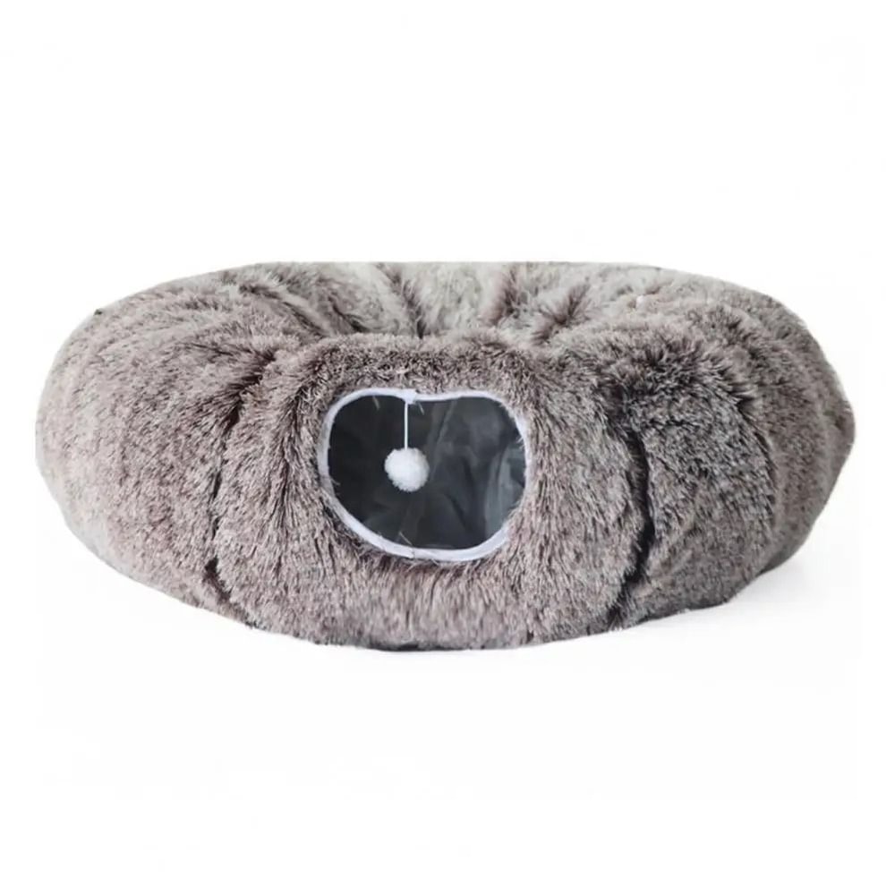 Plush Donut Cat Tunnel Bed Round Convertible Play Labyrinth With Hanging Toy Balls Washable Peeka 13
