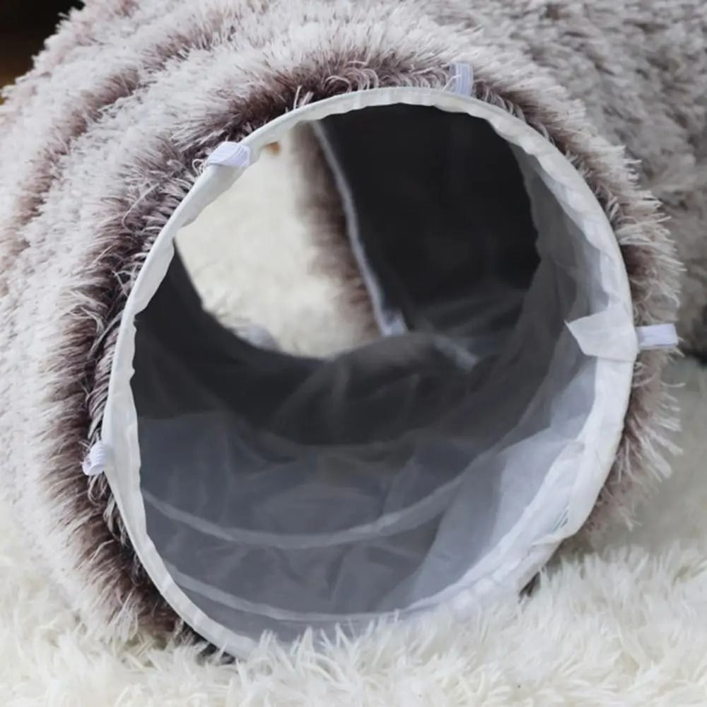 Plush Donut Cat Tunnel Bed Round Convertible Play Labyrinth With Hanging Toy Balls Washable Peeka 4