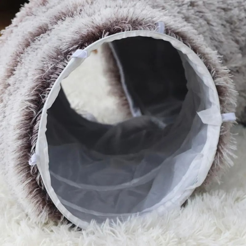 Plush Donut Cat Tunnel Bed Round Convertible Play Labyrinth With Hanging Toy Balls Washable Peeka 4