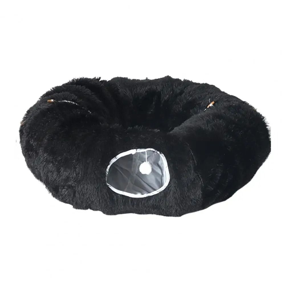 Plush Donut Cat Tunnel Bed Round Convertible Play Labyrinth With Hanging Toy Balls Washable Peeka 6