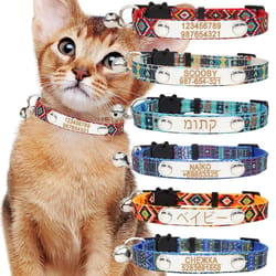 elite customized personalized id breakaway cat collar with laser-engraved safety plate