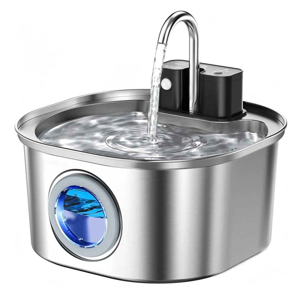 Wireless Rechargeable Smart Sensor Stainless Steel Cat Water Fountain 3L Automatic Pet Drinker 0