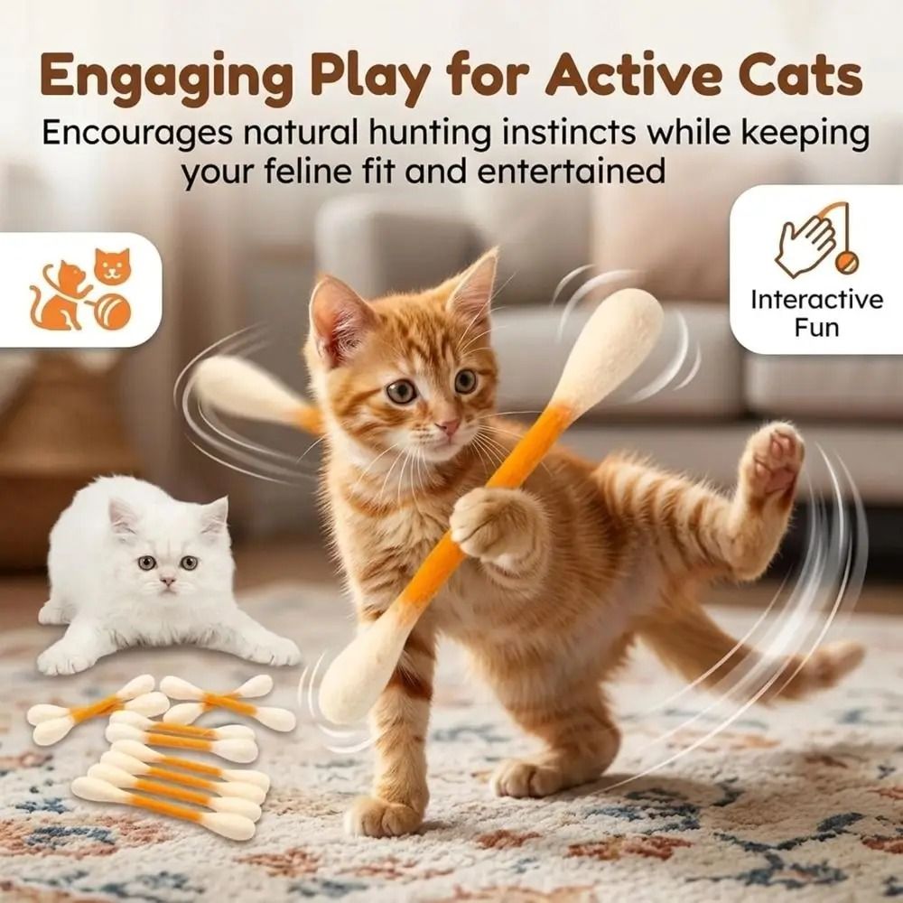 Felt Cotton Swab Cat Toys Pack Of 6 2