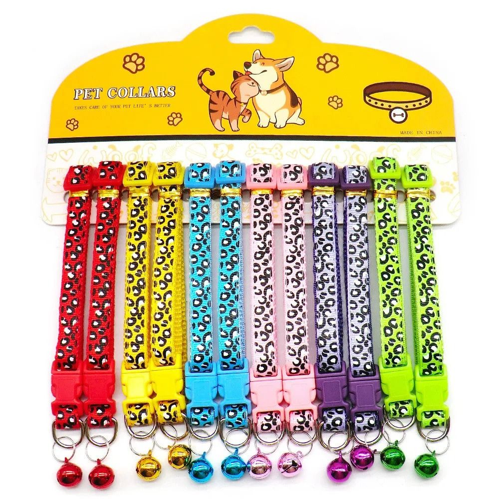 Delicate Adjustable Casual Nylon Cat Dog Collars With Bell Pack Of 12 15