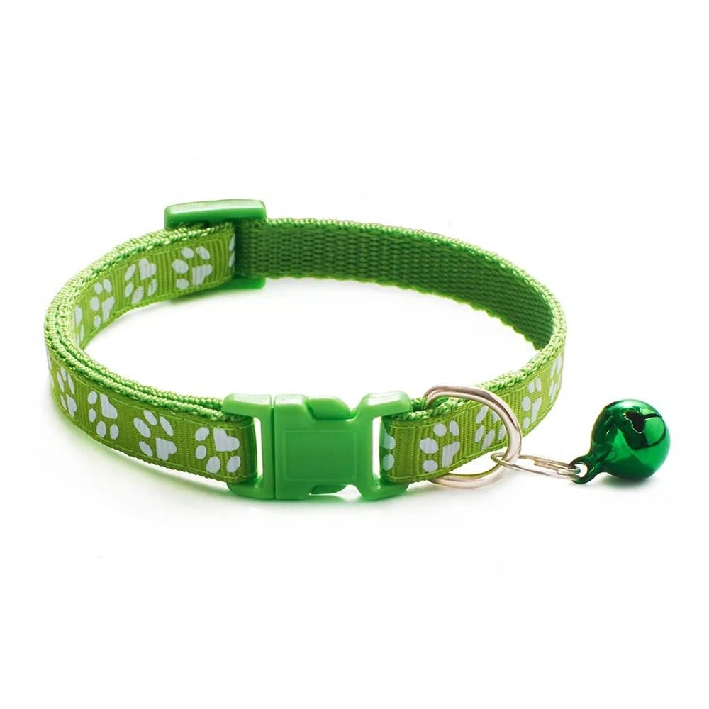 Adjustable Cute Paw Print Cat Collar With Bell 18