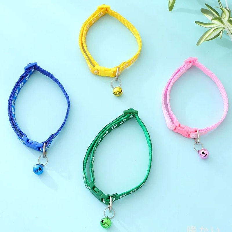 Adjustable Cute Paw Print Cat Collar With Bell 3