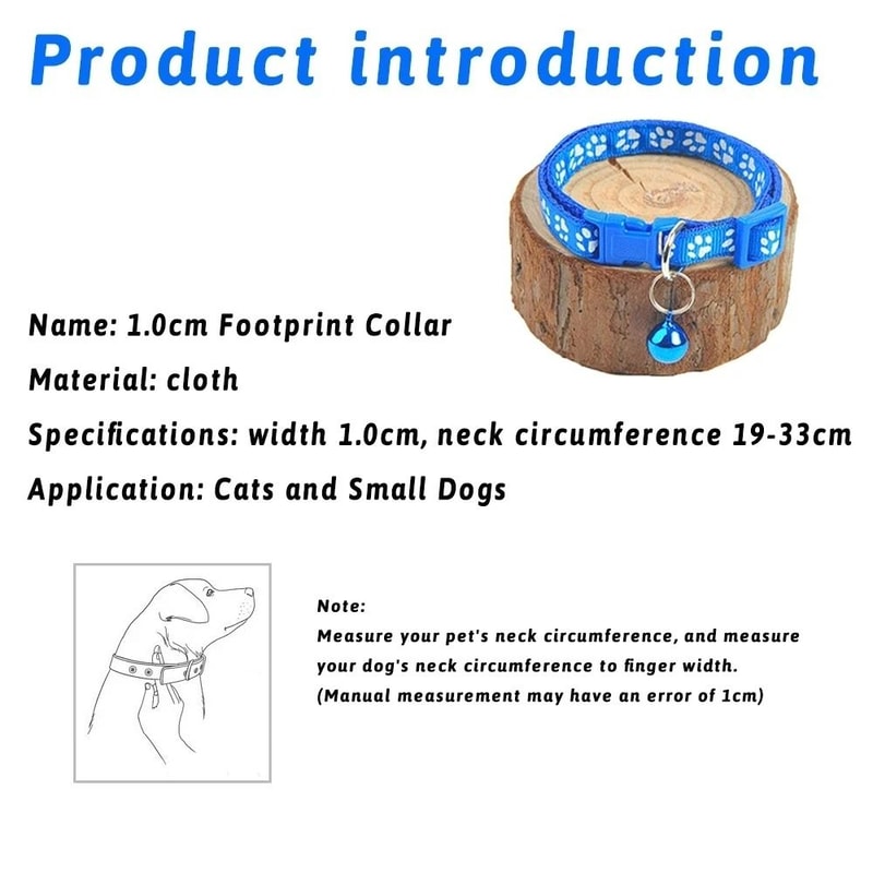 Adjustable Cute Paw Print Cat Collar With Bell 5