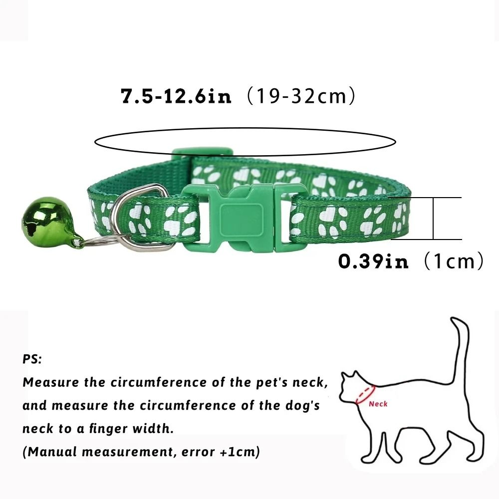 Adjustable Cute Paw Print Cat Collar With Bell 6