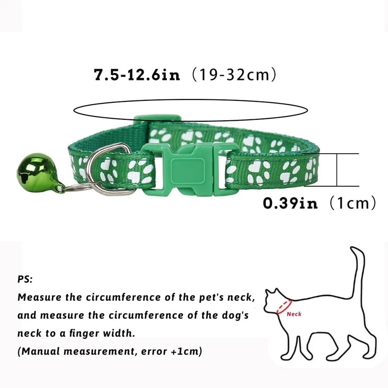 Adjustable Cute Paw Print Cat Collar With Bell 6