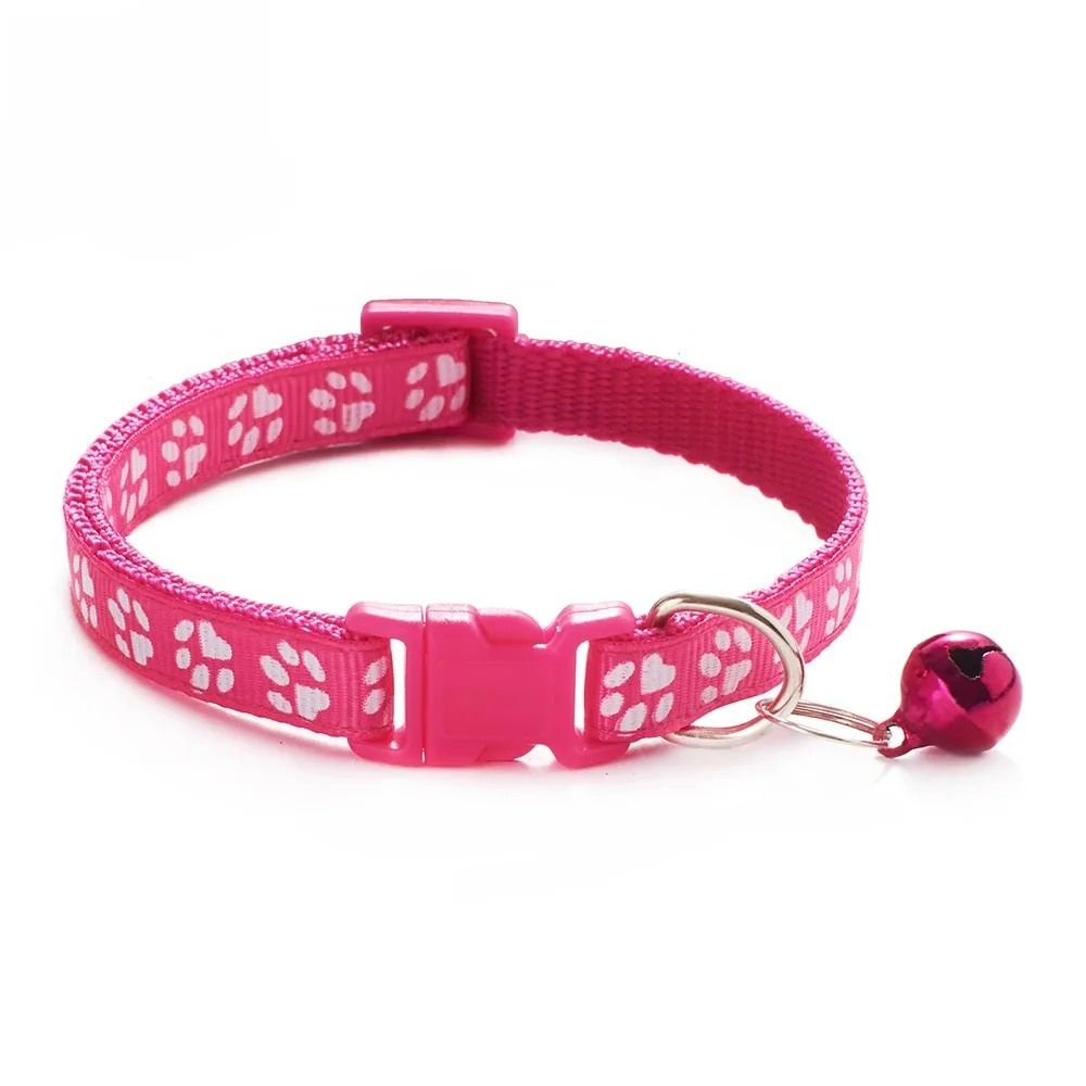 Adjustable Cute Paw Print Cat Collar With Bell 8