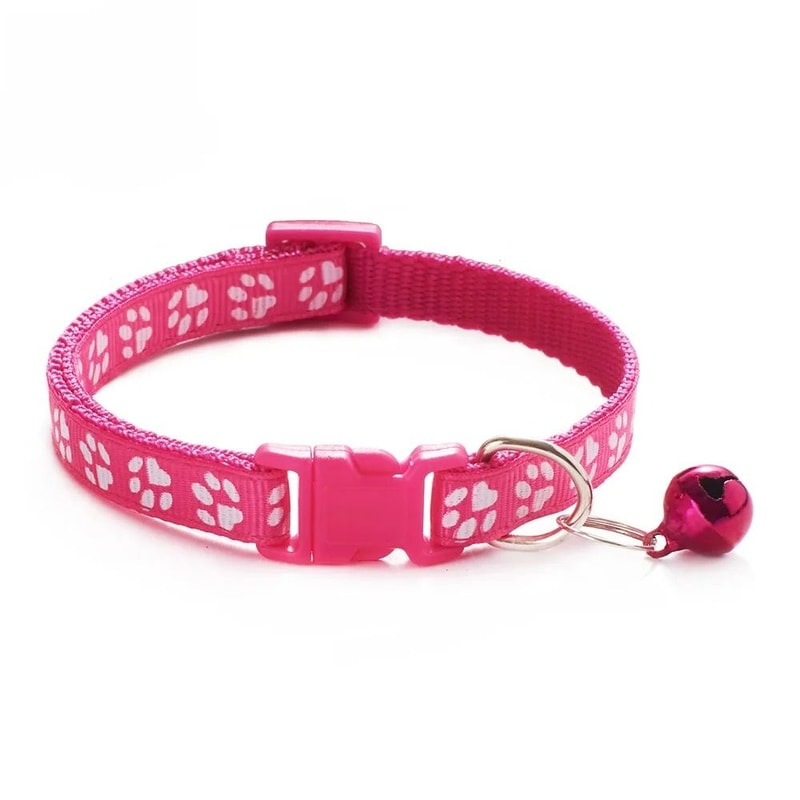 Adjustable Cute Paw Print Cat Collar With Bell 8