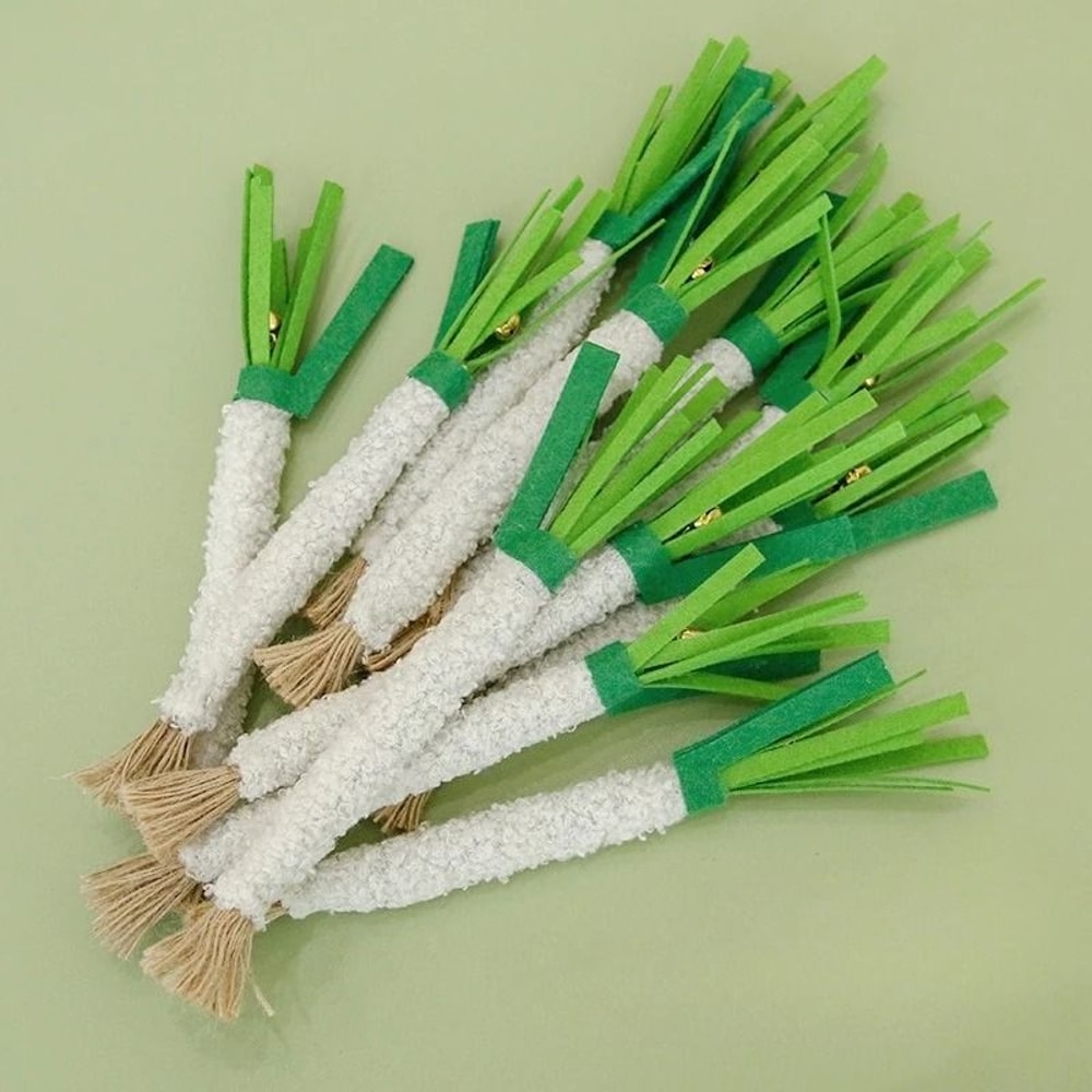 Simulated Scallion Silvervine Cat Chew Toys Pack Of 3 0