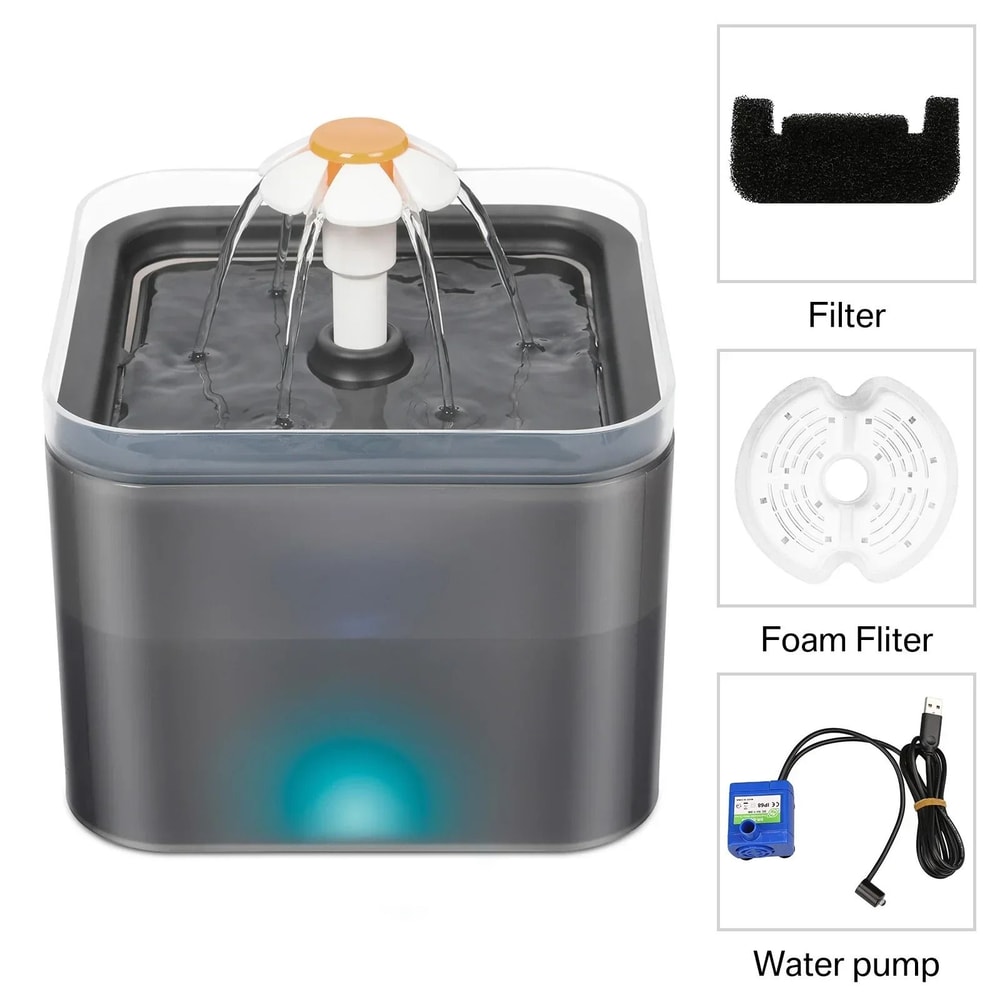UltraSilent Automatic Pet Water Fountain With LED Light 67oz 2L 1
