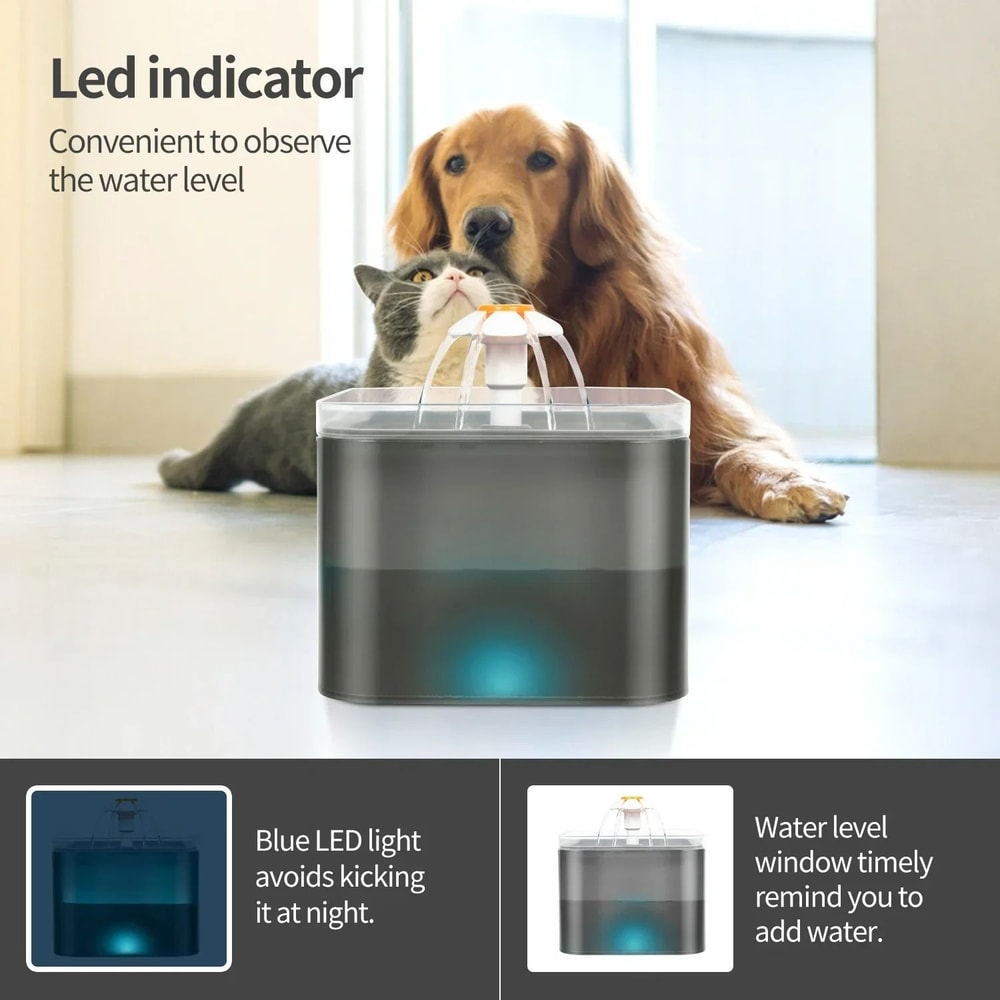 UltraSilent Automatic Pet Water Fountain With LED Light 67oz 2L 4