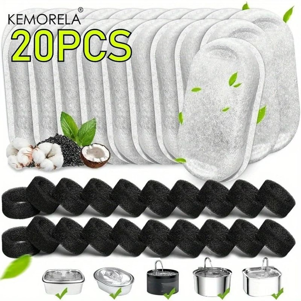 Replacement Water Fountain Activated Carbon Sponge Filters 20Pack 7