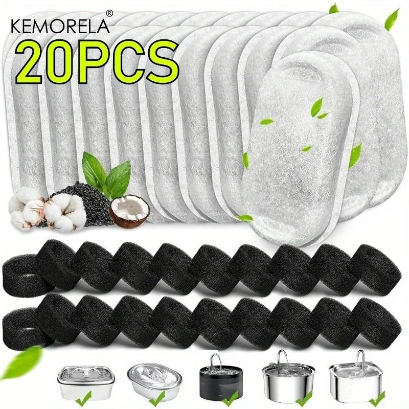 Replacement Water Fountain Activated Carbon Sponge Filters 20Pack 7
