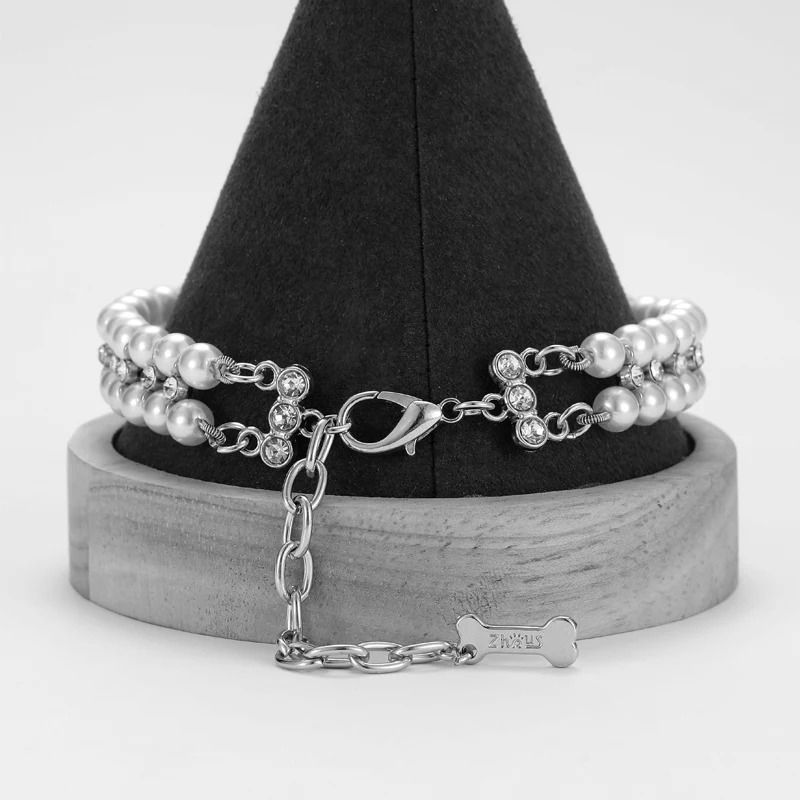 Luxury Pearl Rhinestone Pet Collar Necklace 5