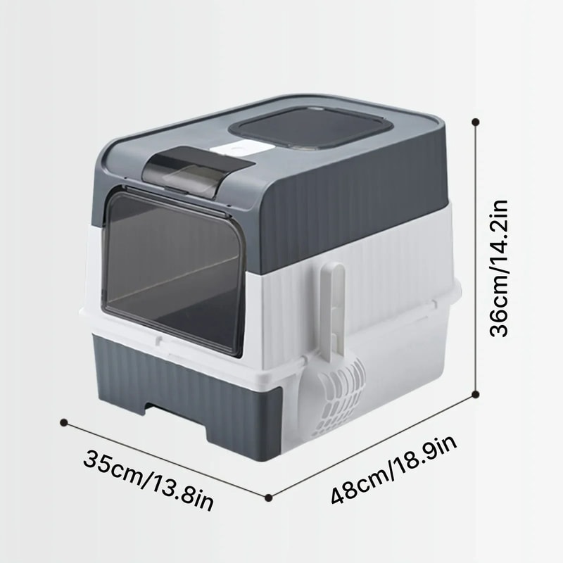 Portable Collapsible Cat Litter Box With Splash Guard Scoop 5