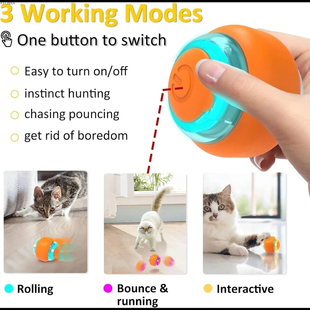 Smart Interactive Automatic Rolling Cat Ball Toy 2