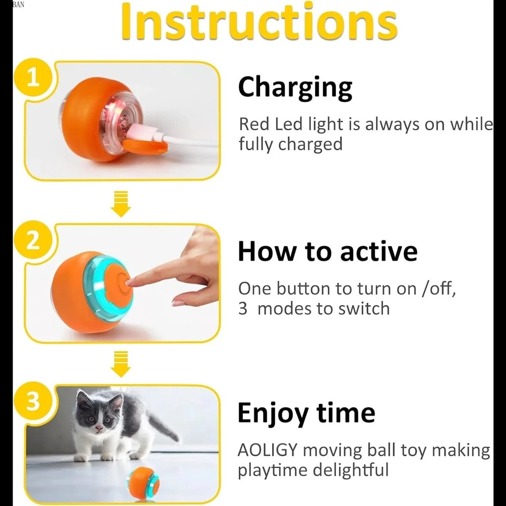 Smart Interactive Automatic Rolling Cat Ball Toy 5