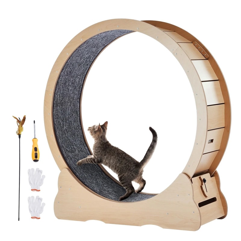 Premium Wooden Indoor Cat Exercise Wheel 0