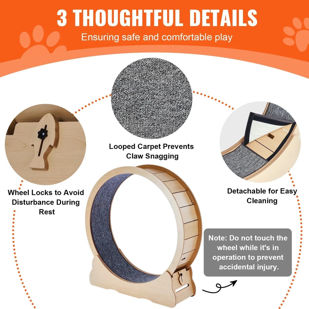 Premium Wooden Indoor Cat Exercise Wheel 2