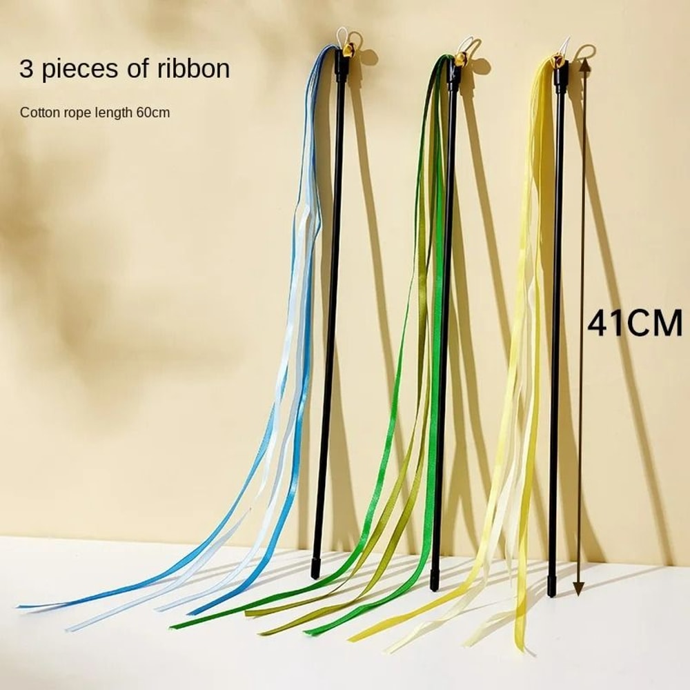 Interactive Ribbon And Feather Cat Teaser Wand 5