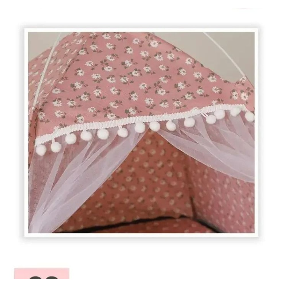 Cozy Floral Enclosed Pet Tent Bed 2