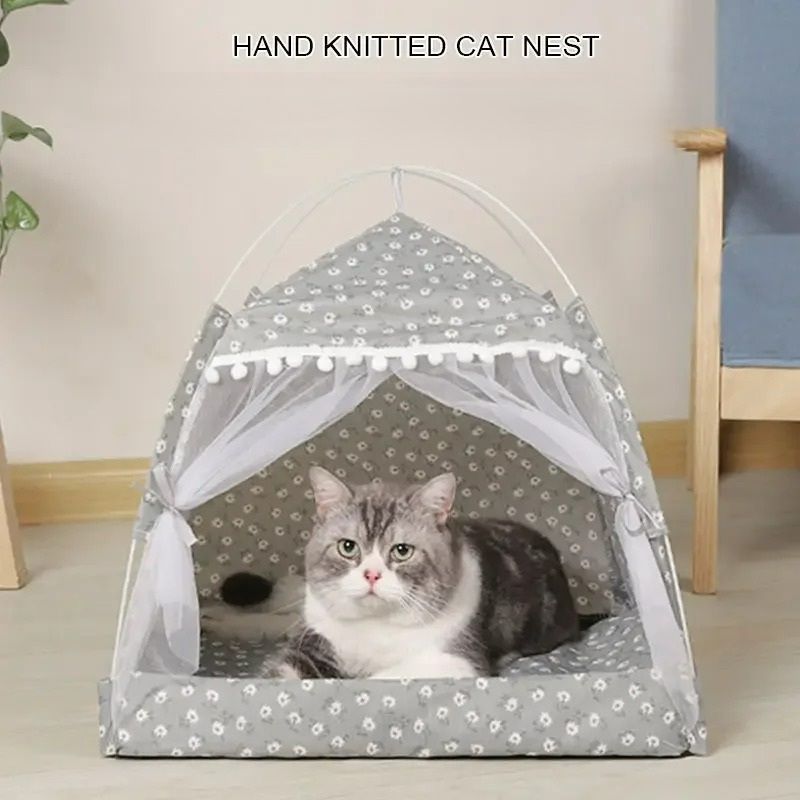 Cozy Floral Enclosed Pet Tent Bed 4