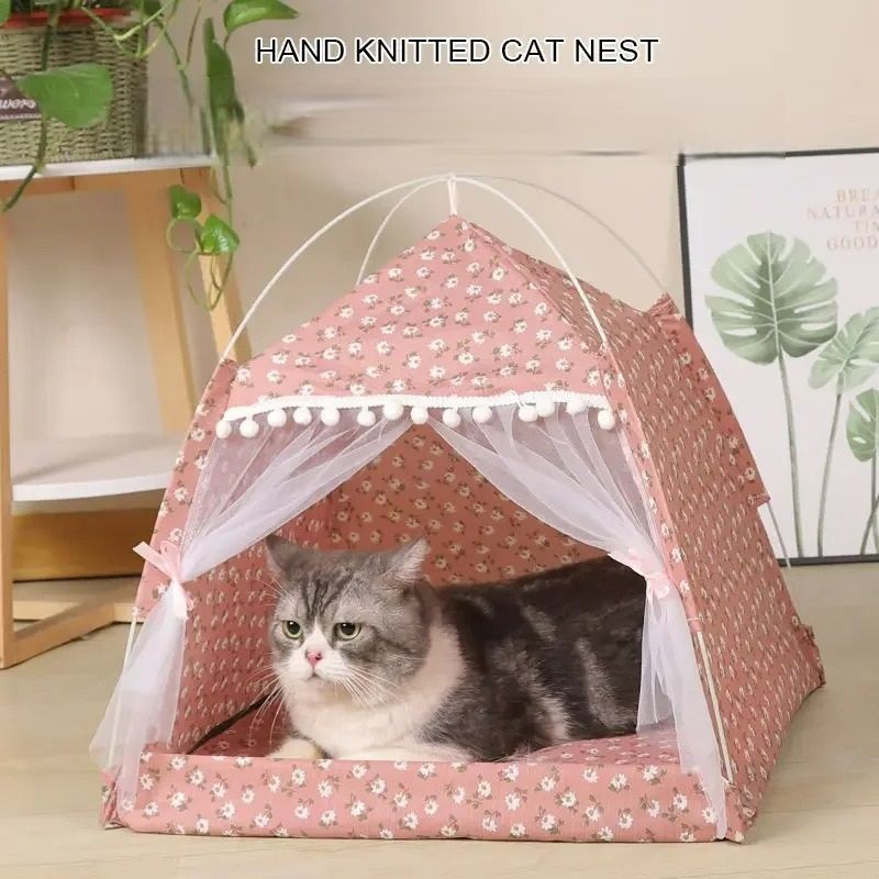 Cozy Floral Enclosed Pet Tent Bed 0