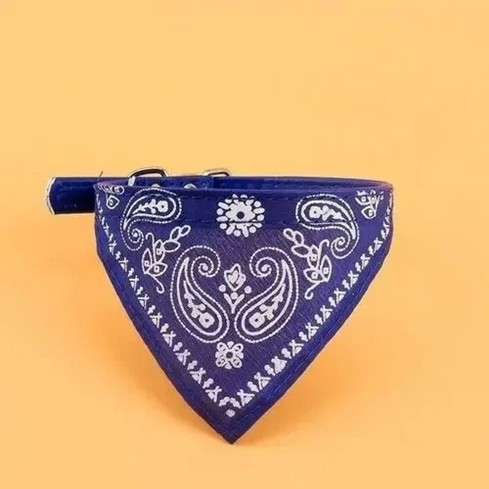 Adjustable TriBandana Pet Collar With PU Leather 6
