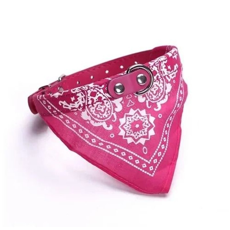 Adjustable TriBandana Pet Collar With PU Leather 7
