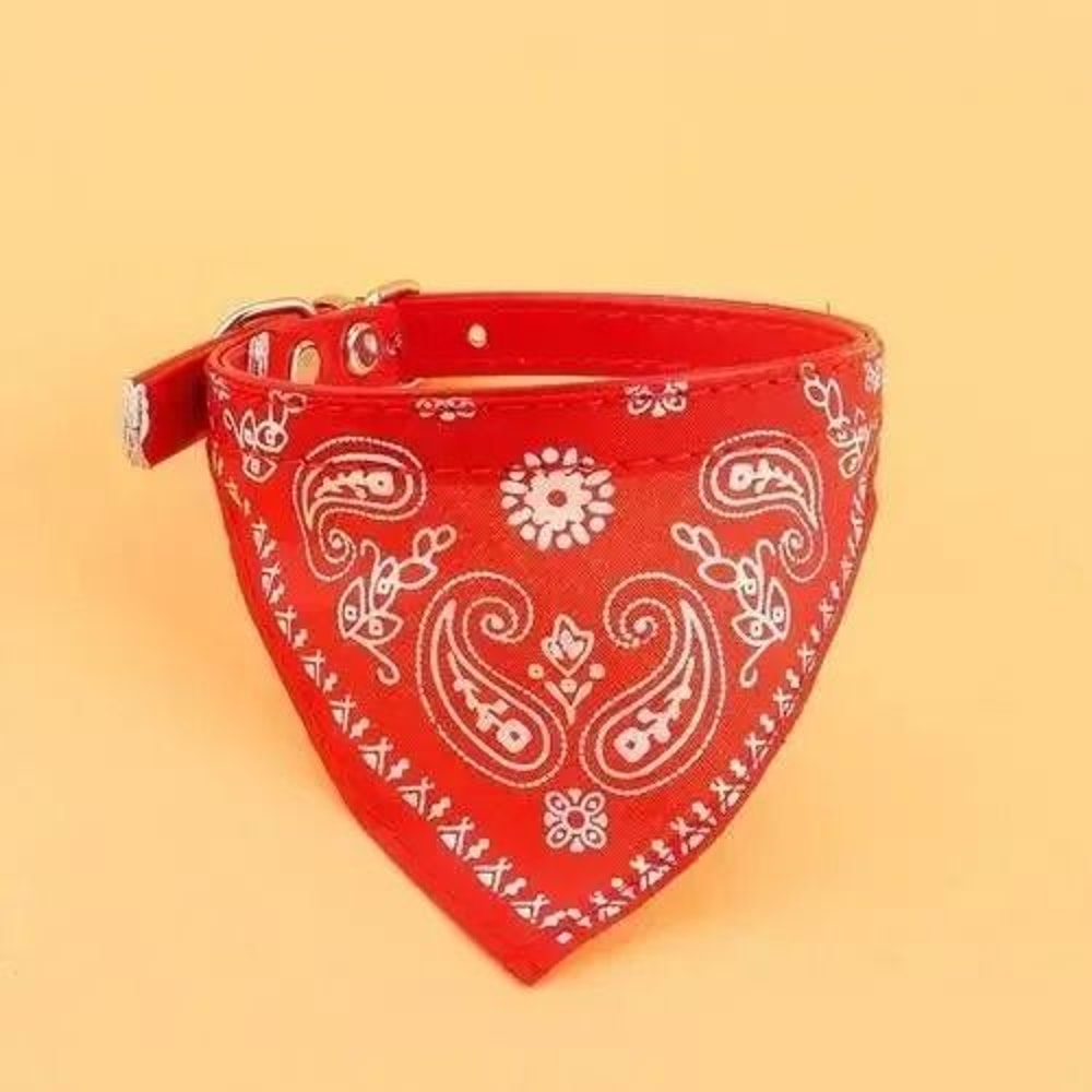 Adjustable TriBandana Pet Collar With PU Leather 8