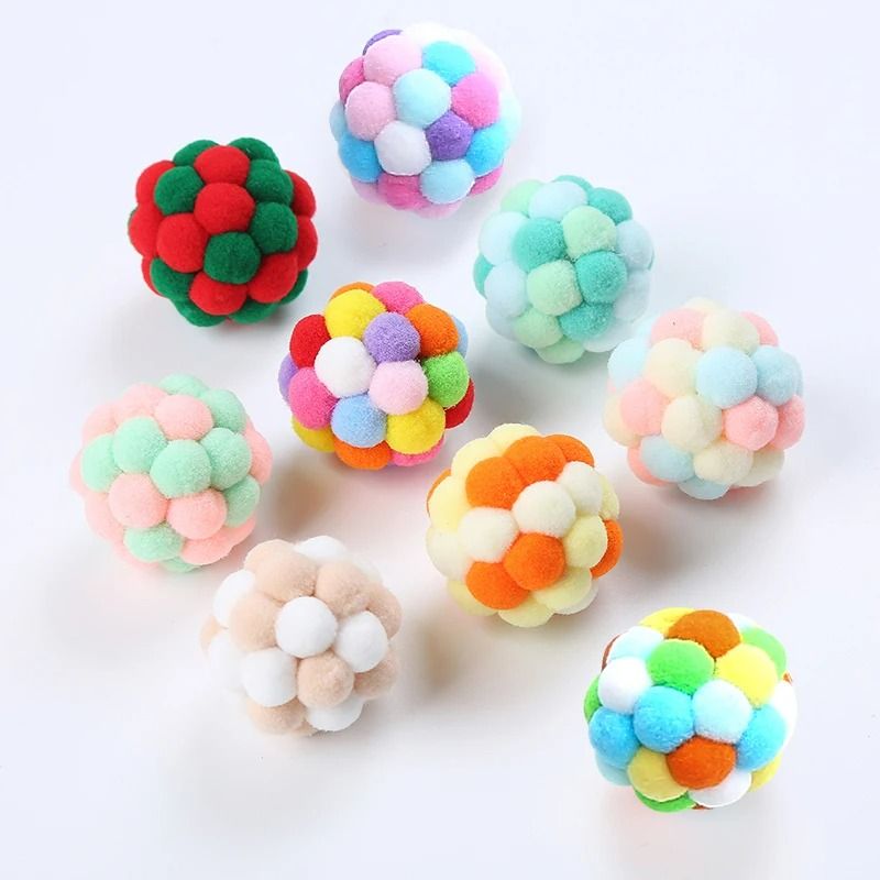 Colorful Handmade Elastic Bell Ball Cat Toy 1