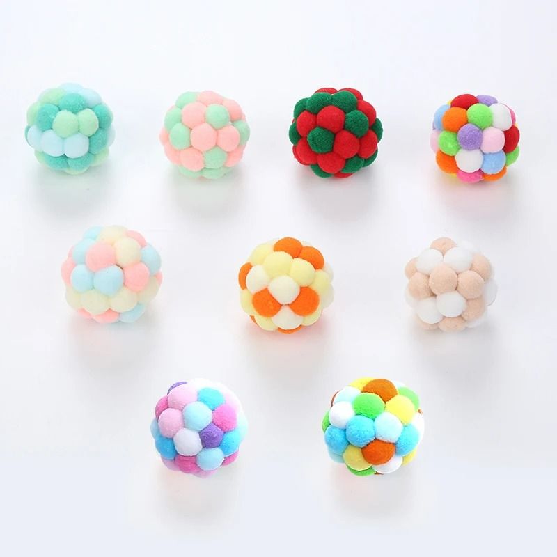 Colorful Handmade Elastic Bell Ball Cat Toy 3