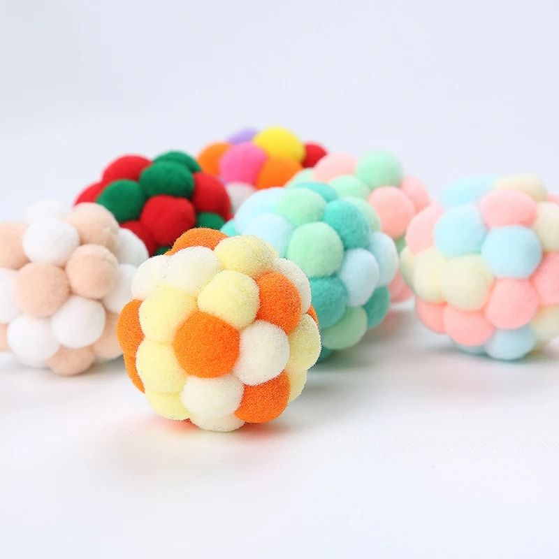 Colorful Handmade Elastic Bell Ball Cat Toy 4