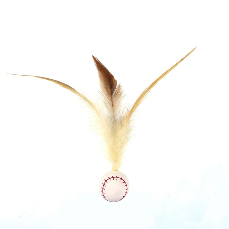 Interactive Bouncy Ball Cat Toy With Feathers 7