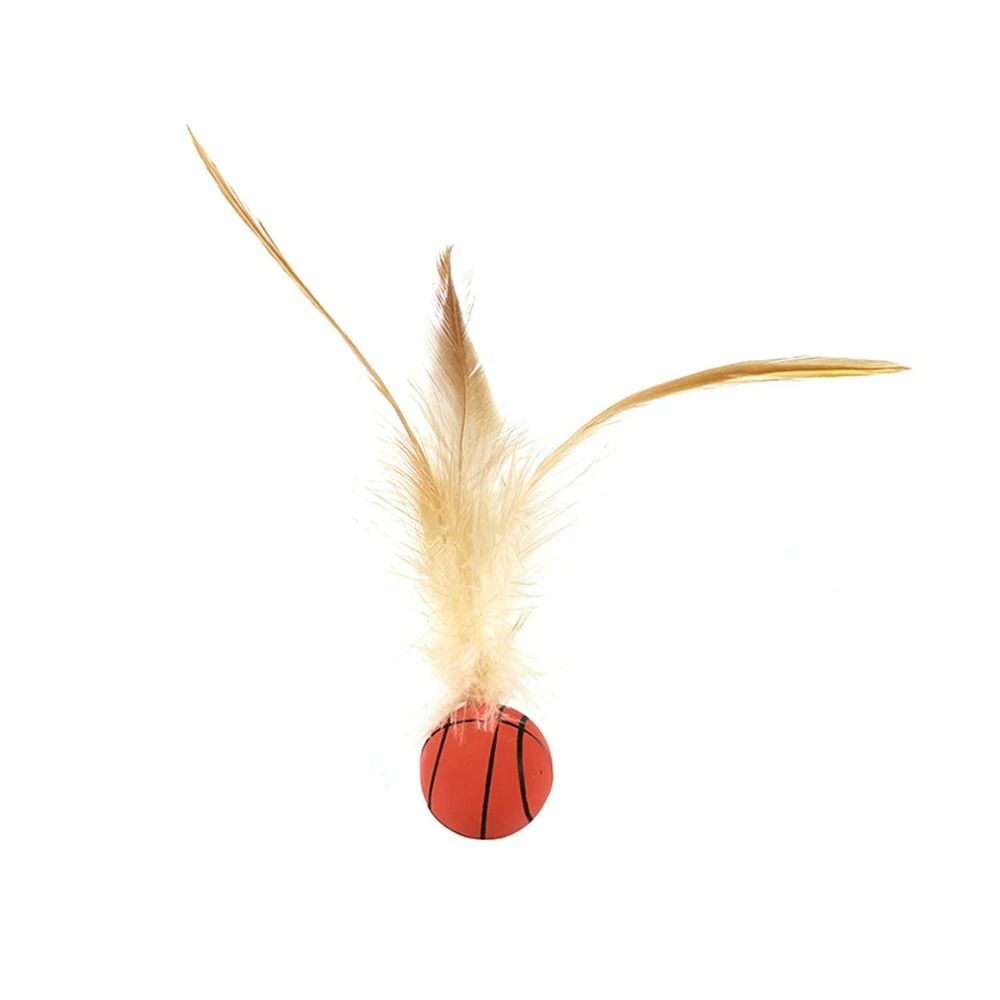 Interactive Bouncy Ball Cat Toy With Feathers 8