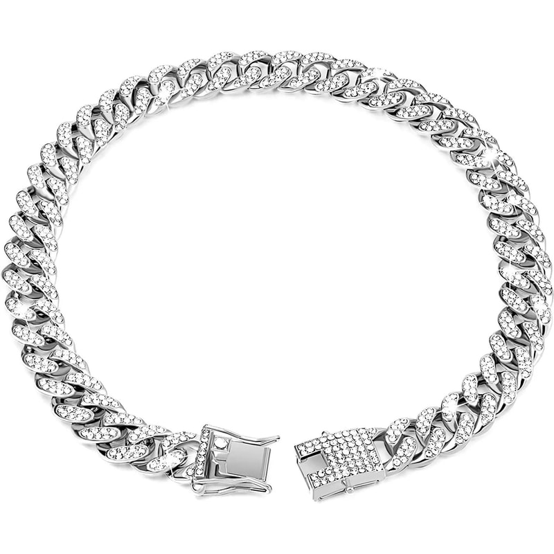 Luxury Cuban Link Rhinestone Cat Chain Necklace 6
